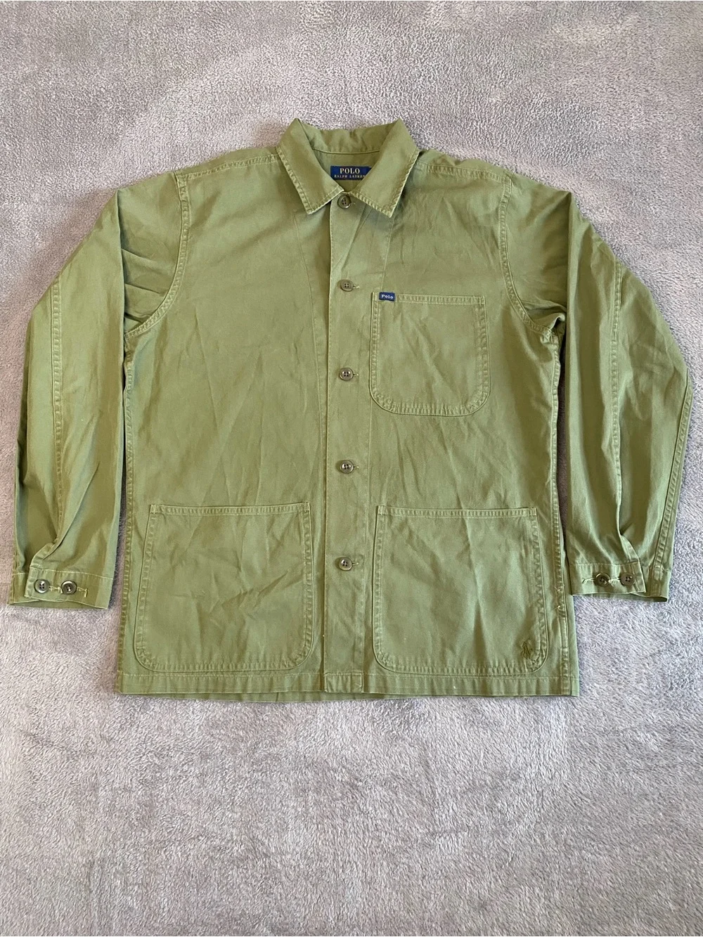 Polo Ralph Lauren Olive Green Cotton Chore Jacket Med Utility Workwear Gorpcore